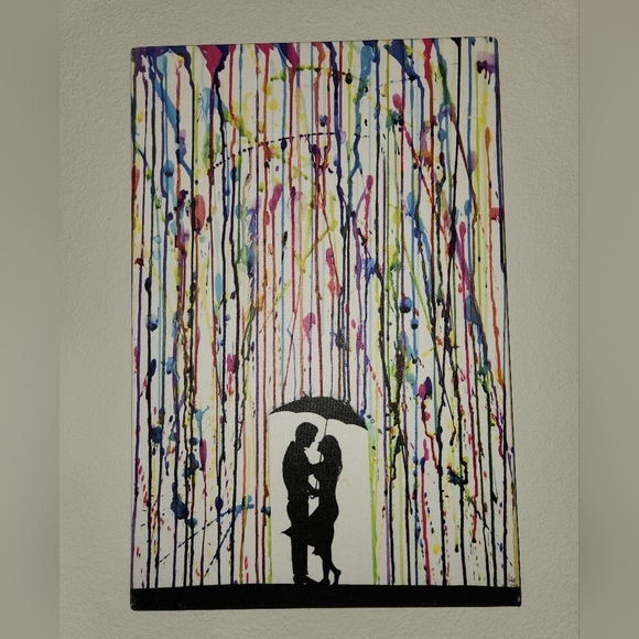 Couples Crayon Art Rain Print - Picture 1 of 5